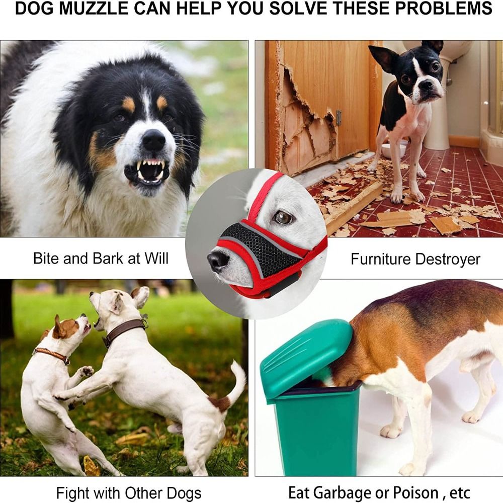 Comfortable Mesh Dog Muzzle Soft Fabric Adjustable Strap Pet mask Allows Panting and Drinking Prevent Biting Dog mouthpiece