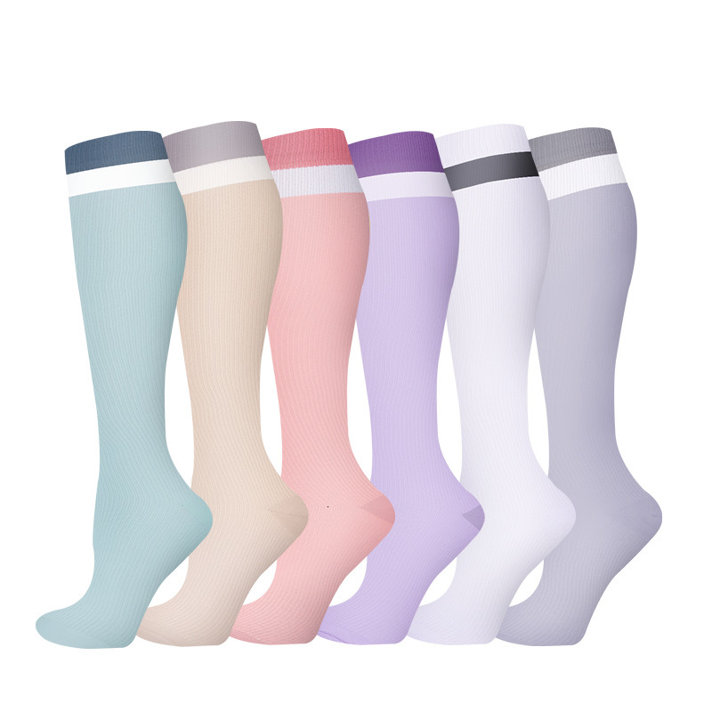 6 pairs of combination sports pressure outdoor fitness running compression socks, elastic leg and calf socks