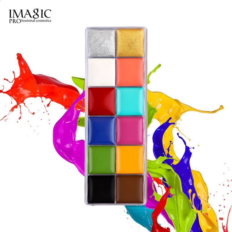 IMAGE Halloween Face Painting Body Painting Oil Painting Art Makeup Set Tool Party Fancy Dress 12 Flash Tattoo Colors6 Makeup Pieces 240829