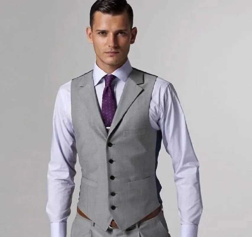 New fashion Light Grey Vests Mens Suit Tailor Slim Fit Waistcoat Y240830