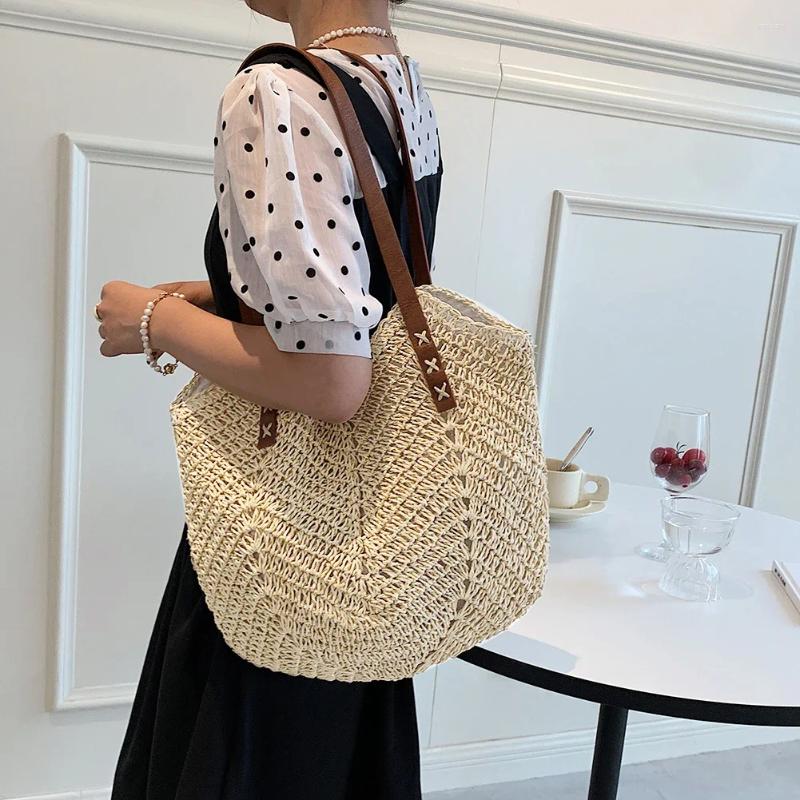 2025 NEW Totes Summer Women Straw Handbags Hands Woven Shoulder Bag Female Vacation Tote Purse For Travel Shopping zhanyishengli