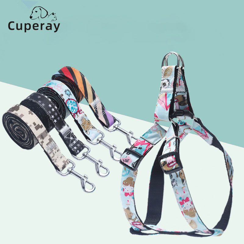 Pet Dog Leash Harness Set, Adjustable Vest Harness Soft Padded Safety Leads for Small Medium Dog Puppy Training Walking Running