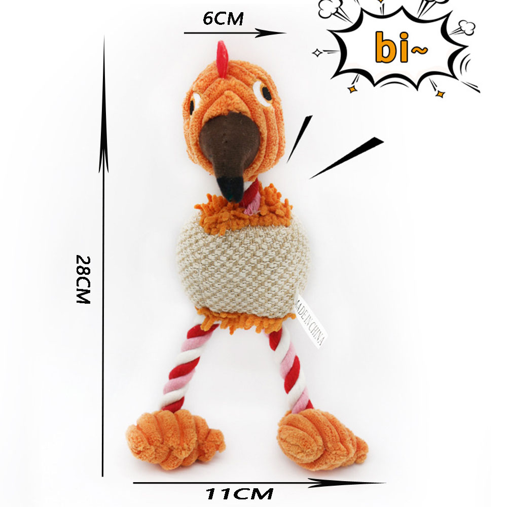 3-color Cotton Rope Pet Sounding Toy Bird Shaped Plush Doll Molar Teeth Bite Resistant Cleaning Teeth Pet Supplies