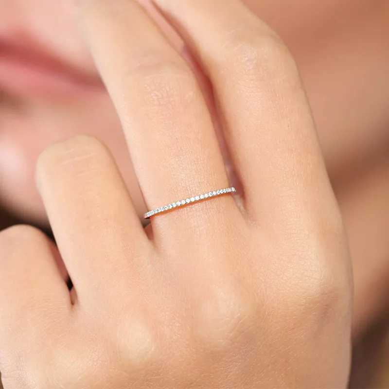 1.5mm Thin Semi Eternal CZ Stackable Ring Wedding Ring W240829