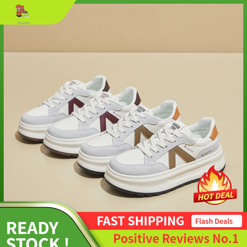 Ddmysports Autumn White New Korean Edition Ins Female Students Thick Soled Eight Increasing Sports Board Shoes Casual Street Photography XY OUTDOOR
