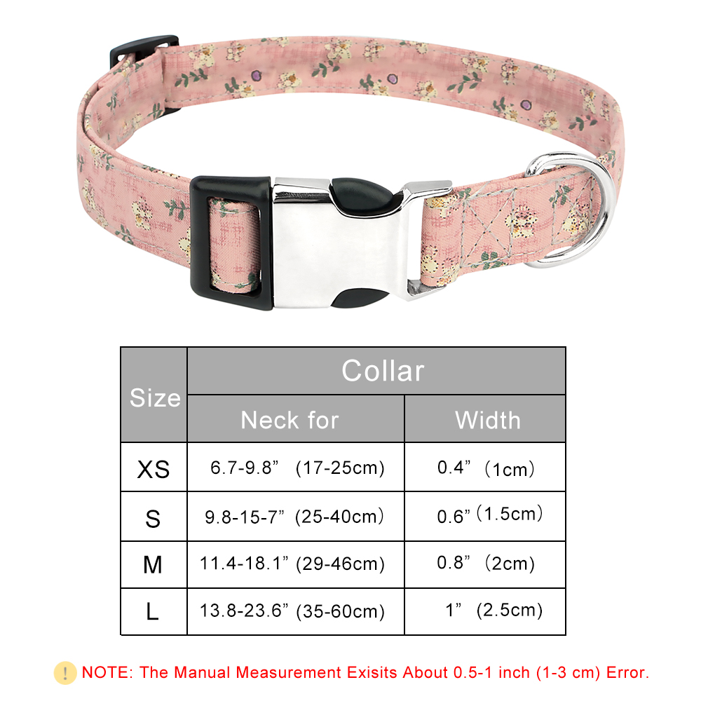 Dog Collar for Small Medium Large Dogs,Adjustable Soft Comfortable Puppy Collars with Metal Buckle,Fashion Floral Print Pattern