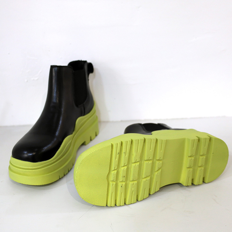 Fashion Women Black White Chelsea Boots 2021 Autumn Punk Gothic Shoes Ankle Sock Boots High Platform Fashion Short Boots Green87
