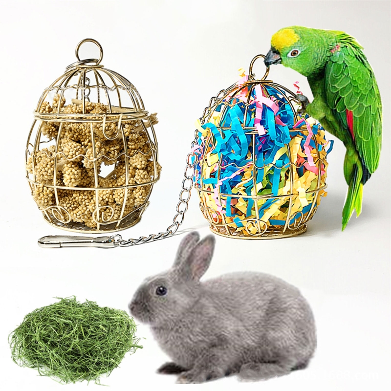 Parrot Shredder Bird Toys Stainless Steel Cage Bird Feeder Paper Foraging Vegetable Millet Basket Container For Cockatiel Conure