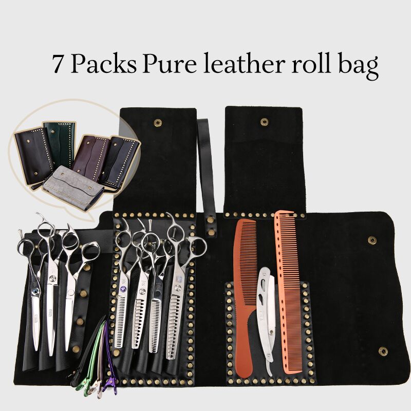 Fenice Salon Hairdresser Scissors Tool Holster Folding Bag Pet Scissors Bag Stylist Barber Scissor Comb Pouch Case 7 Pockets
