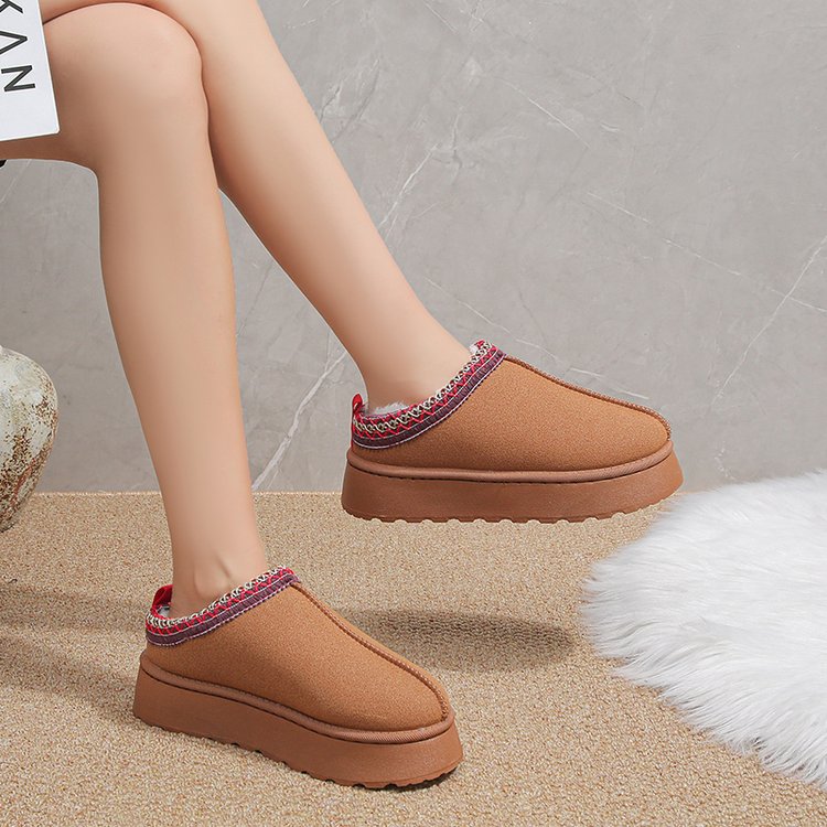 Winter New Retro Women Snow Warm Suede Leather Lazy Loafers Woman Lady Female Flat Bottine Botas Boots Shoes 2023 e53e