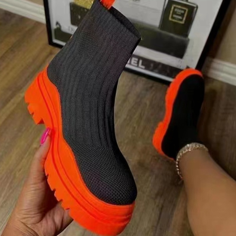 Women's Socks Shoes 2024 Spring Autumn New Fashion Breathable Casual Wedges Platform Ankle Boots Zapatos De Mujer Goth Boots