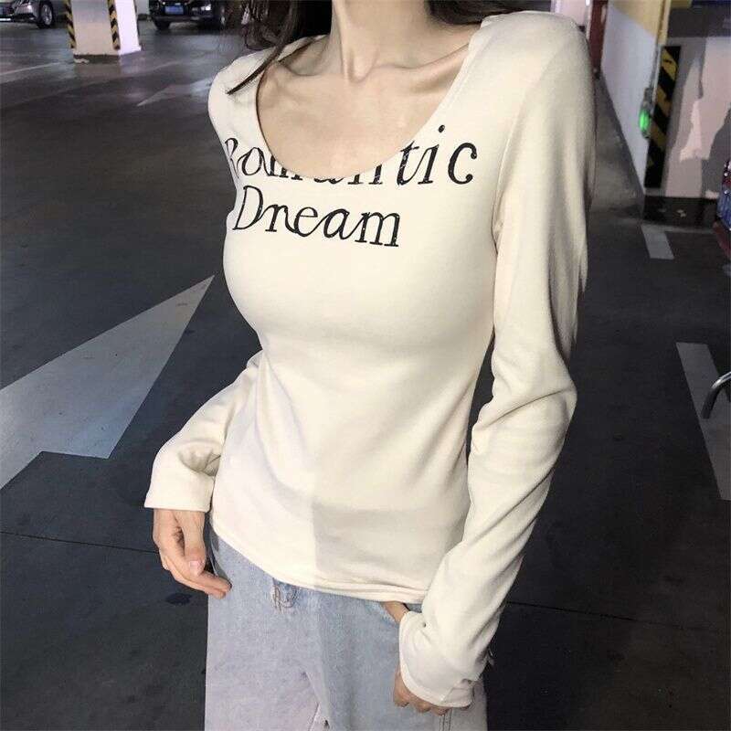 Cotton Top for Women Off White Clothing 2024 Tee Skinny Woman T-shirt Slim New Arrivals Korean Fashion Aesthetic Trend in Tshirt