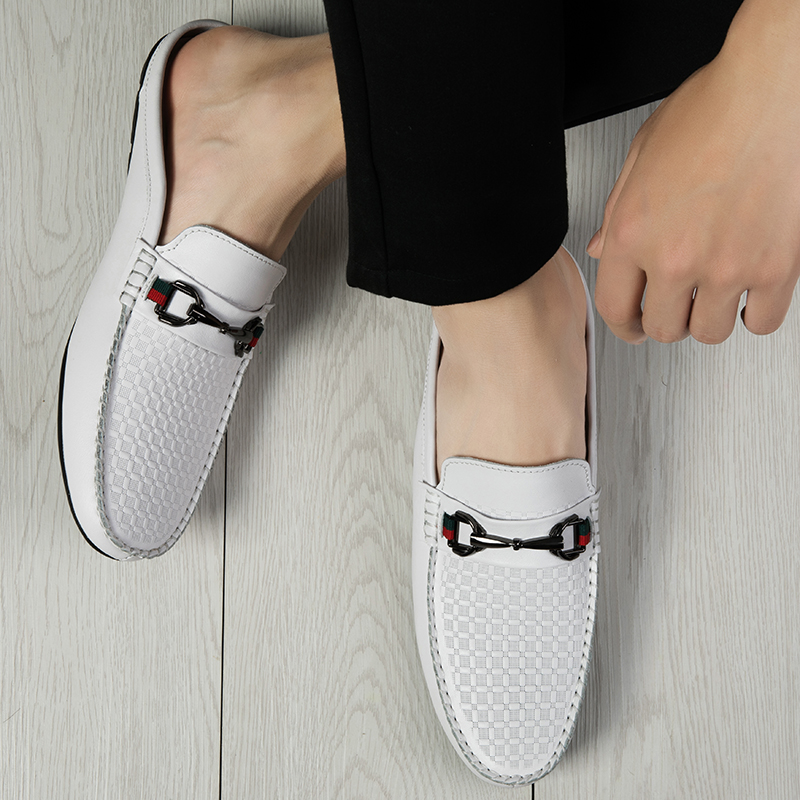 New Summer Business Men Genuine Leather Half Slippers Breathable Casual Outdoor Loafers Men's Shoes 0c8c 's
