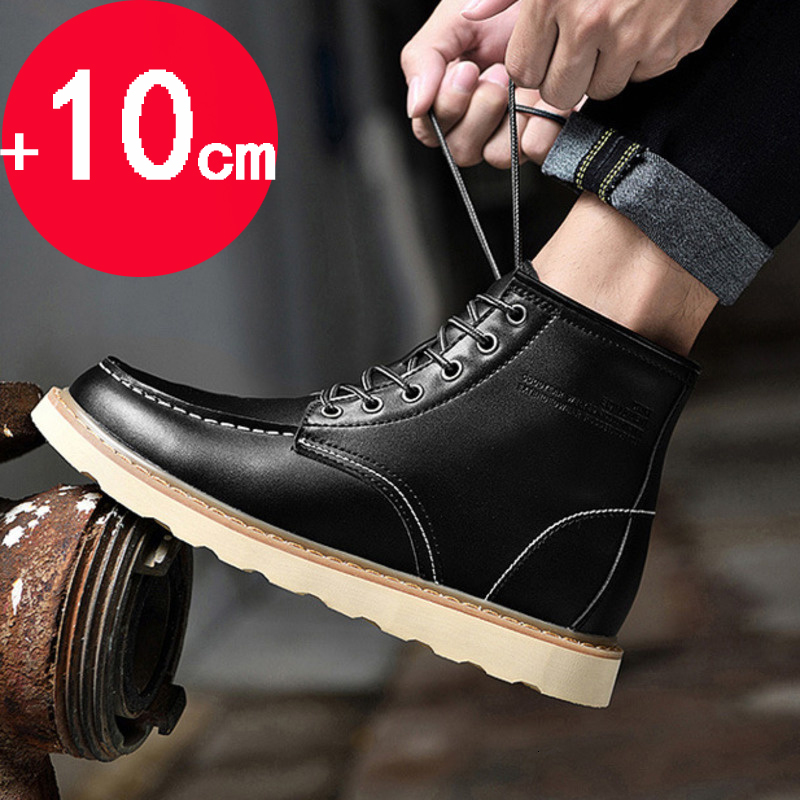 Men Elevator Hidden Heels Genuine Leather Heightening Shoes For Man Increase Insole 10Cm 8Cm 6Cm Warm Height Boots