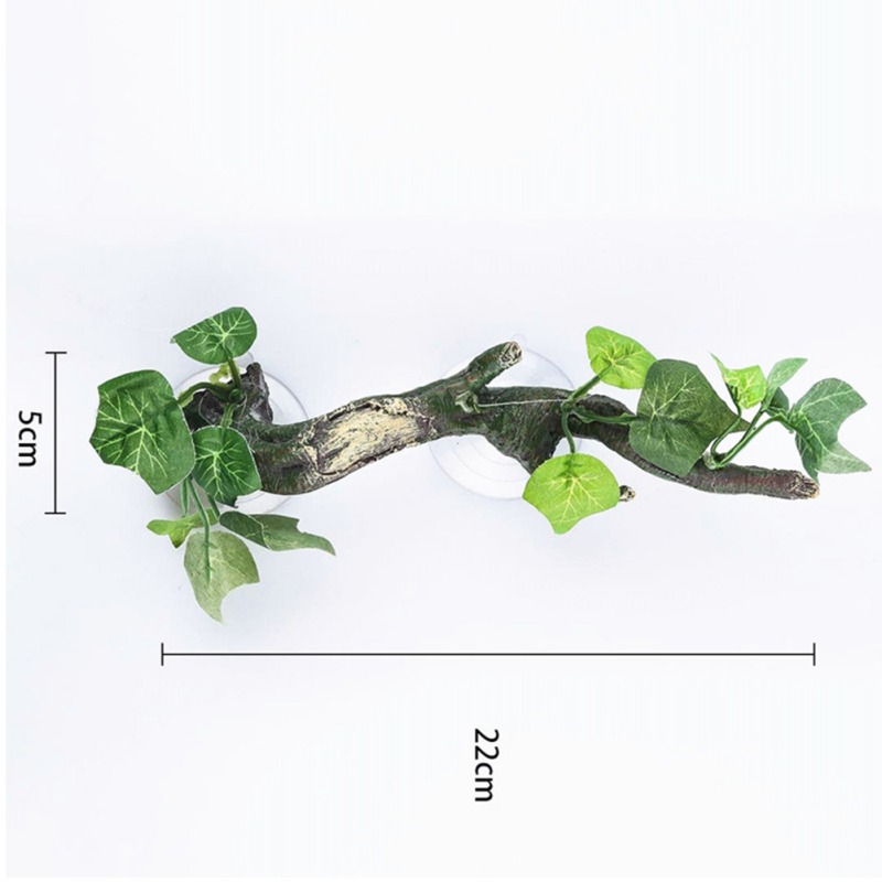 Terrarium Plant Decoration for Amphibian Lizard Snake Climbing with Suction Cup High Temperature Resistance Resin Green Plants