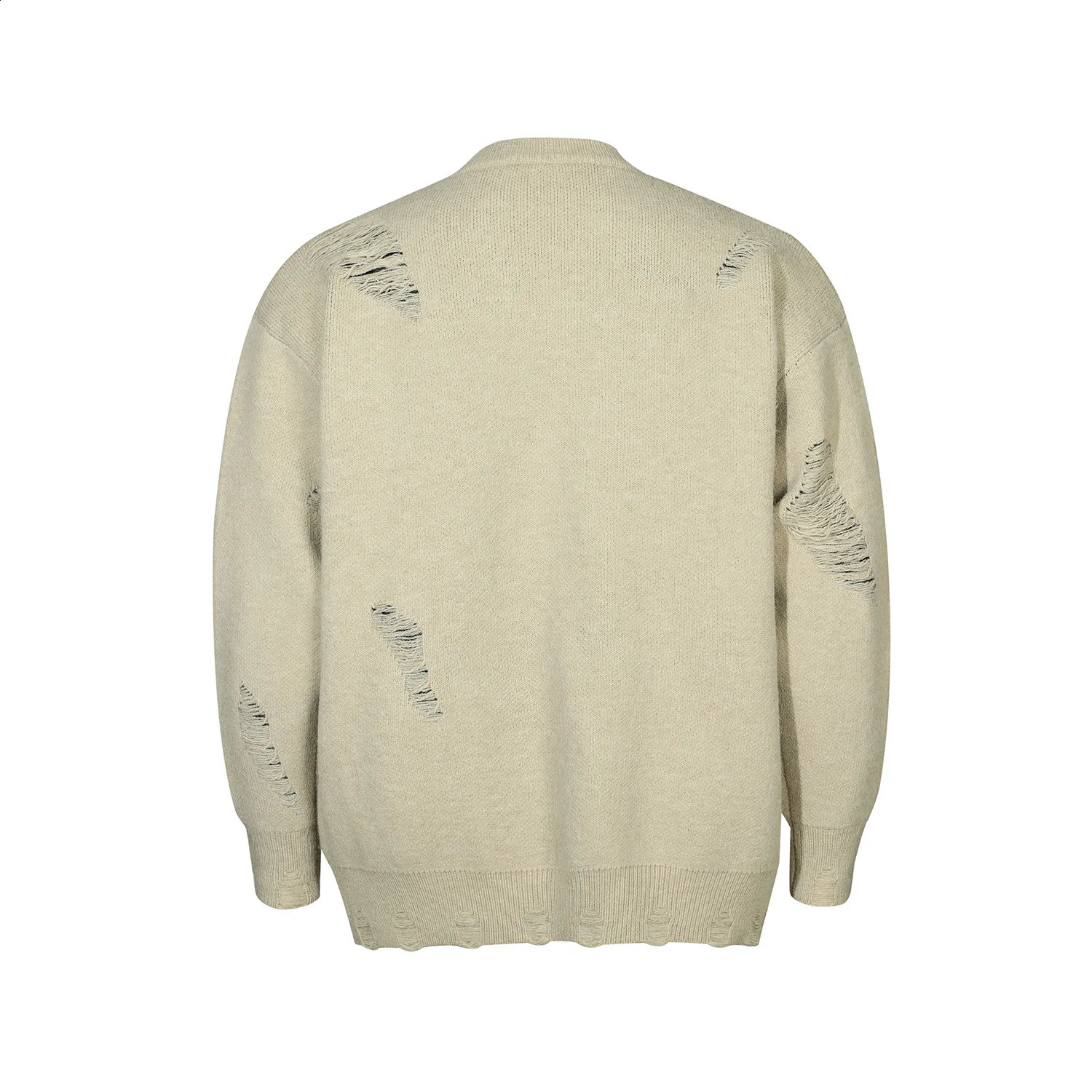 Mens High Street Ripped Sweater Fashion Street Clothing Hip Hop Knitted Jumper Y2K Destroyed Pullover Knitted Top 240829