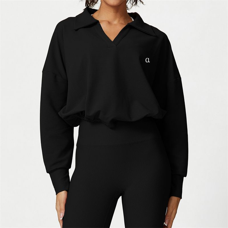 A2351 Womens Autumn Sweater Sweatshirt Yoga Suit Jacket Ladies Gym Workout Coat Fleece Loose Workout Pullover