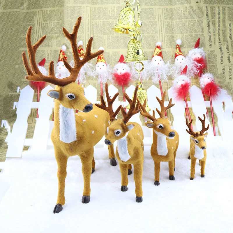 Decorations 1pcs 15/20/25cm Xmas Elk Plush Simulation Deer New Year DecorationS Ornaments For Home Christmas Gift Q240829