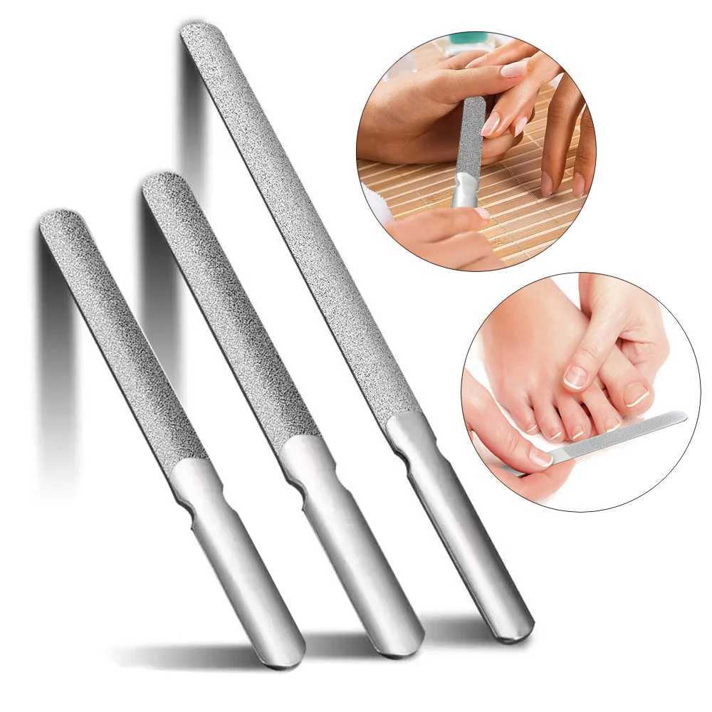 1 piece of stainless steel double-sided nail file manual foot therapy metal file polishing and removing buffer solution professional finger and toe ca