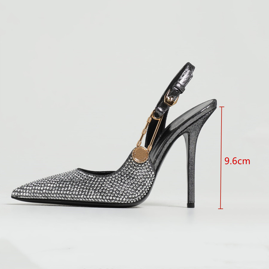 Rhies Sequined Buckle Women Pumps Elegant Pointed toe Sgbac Stiletto High heels Spring Summer Fashion Shoes