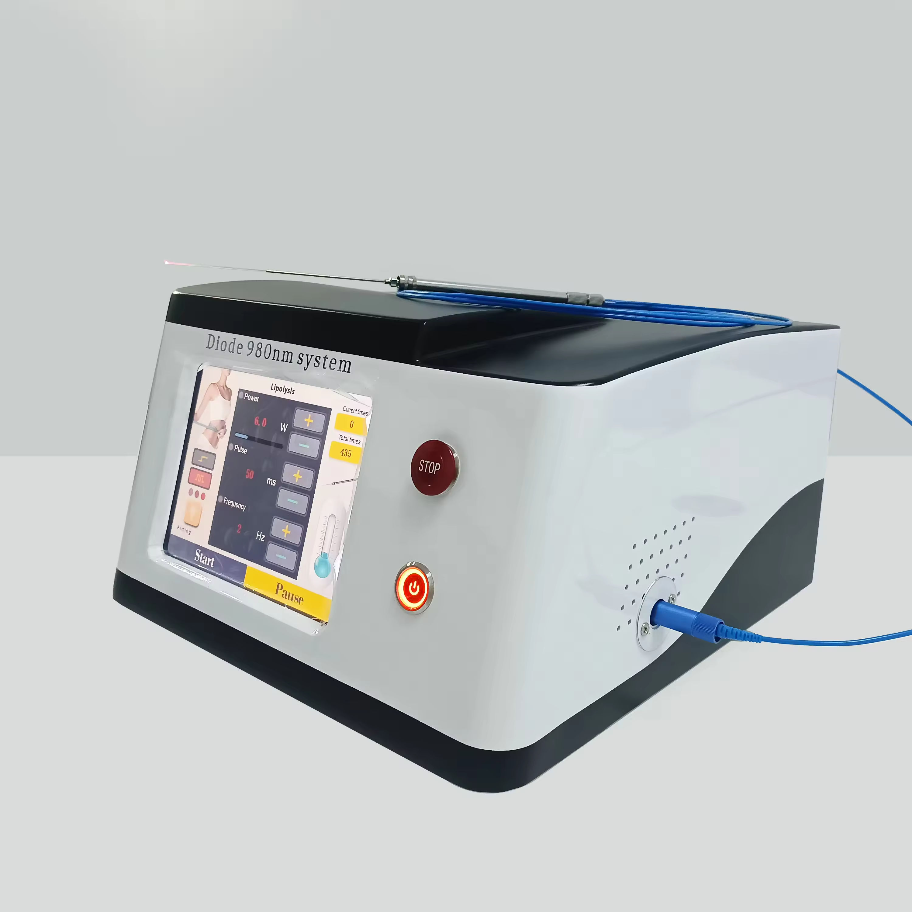 Top Notched 980nm Diode Laser Lipolysis Device for Weight Loss Body Slimming 980 1470 Optic-fiber Coupling Skin Tightening Face Line Sculpting Machine