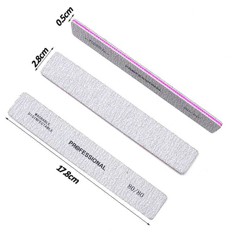 Nail file professional sandpaper 80/100/180 grit double-sided square polishing washable nail file manual tool W240829