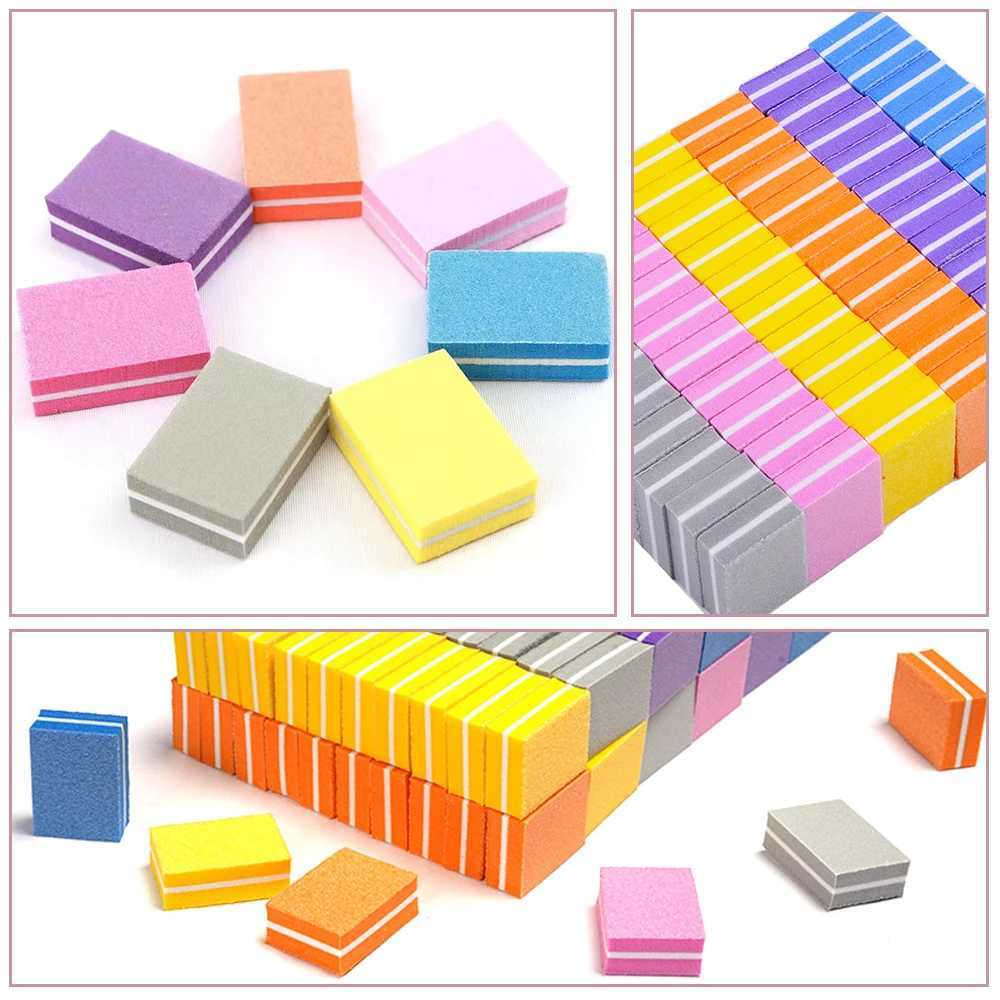 Limegirl 10/25/50 double-sided mini nail file block color sponge nail polish buffer strip hand tool W240829
