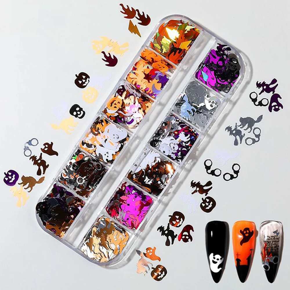 Halloween Nail Art Facial Body Rhinestone Decoration Jewelry Sparkling Christmas Ghost Skeleton Design Sparkling Club Party Beauty W240829