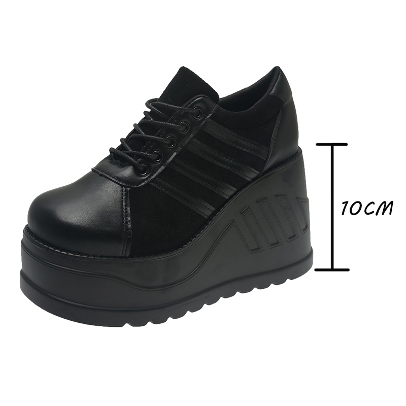 Big 35-43 Size Black Design Female Goth Platform Fashion Cosplay Wedges High Heels Women's New Pumps Street Sneaker Shoes Woman 14f9 7277