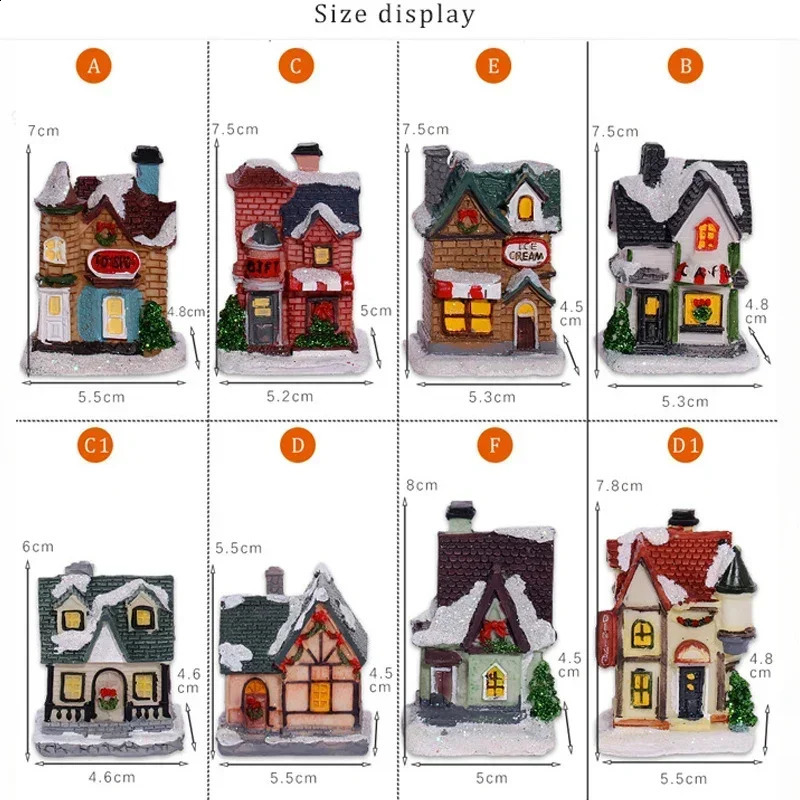 LED Snow House Sculpture, Resin Christmas Home Decoration, Night Light for Kids, 2024 Xmas Gift