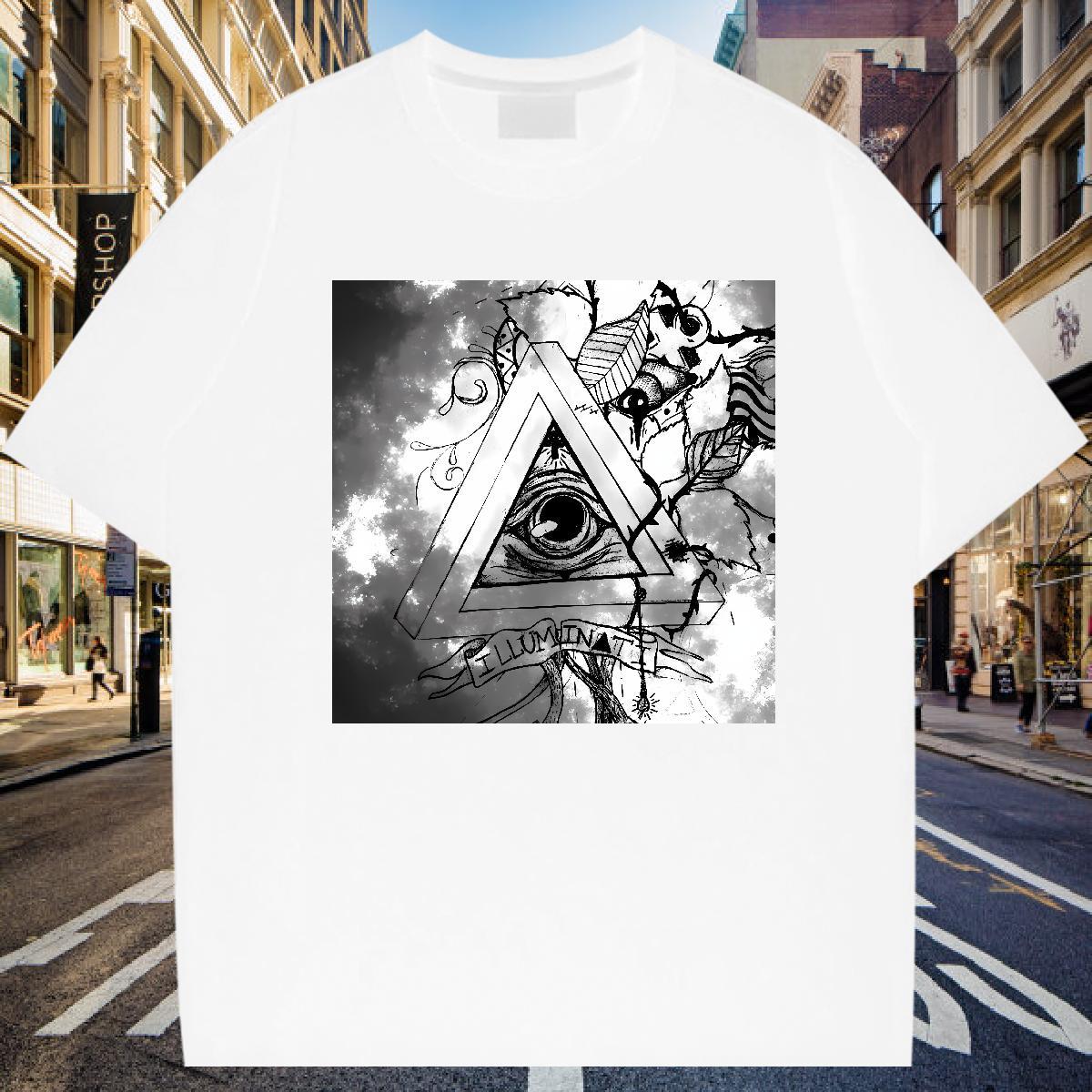 Comfortable Man T Shirts 230g Pure Cotton eye of the devil Casual Anime Print Breathable Crew Neck Men Tshirts 2024 Summer Tees Shirts