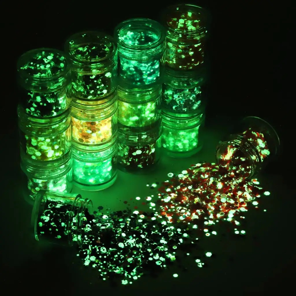 15 colors holographic glitter mixed size hexagonal glitter 10g/bottle processed glitter 240829