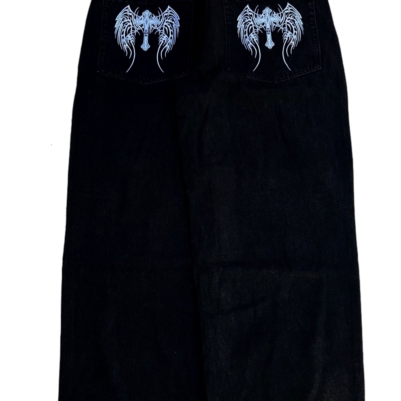 Hip Hop Gloe Baggy Jeans For Men Vintage Streetwear Slouchy 2000s High Street Y2K Jeans Wide Leg Pants Spider Denim Men Clothing 240829