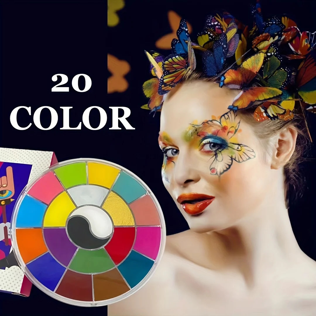 20 color oil makeup palette set with brushes for Rrole to play Christmas Halloween fancy carnival energetic parties 240829