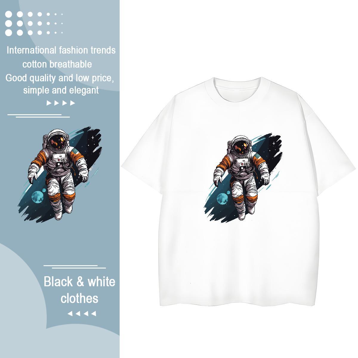 High quality Womens Tshirts 100% Cotton 230g universe Street T Shirt For Woman Round Neck Short Sleeve Skull Tops Tees