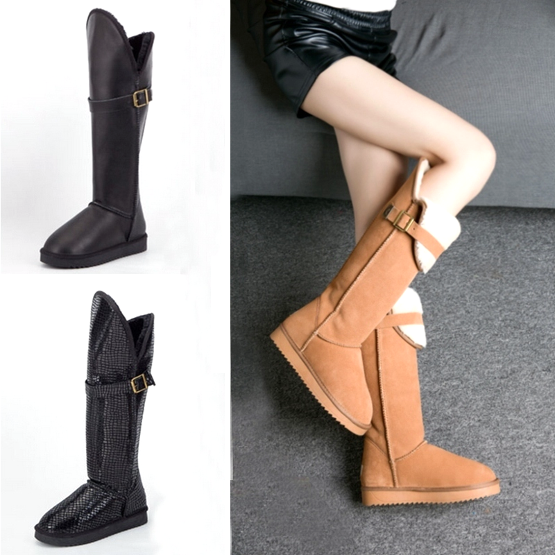 New Fashion 100% Natural Fox Fur Snow Boots Women Warm Non-slip Winter Long Boots Genuine Cow Leather Winter Boots High Shoes