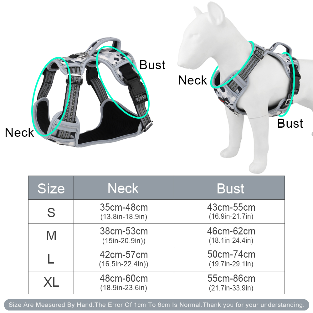 Tactical Dog Harness for Large Dogs Adjustable Pet Harness Reflective Working Training Easy Control Pet Harnesses Woodland Camo