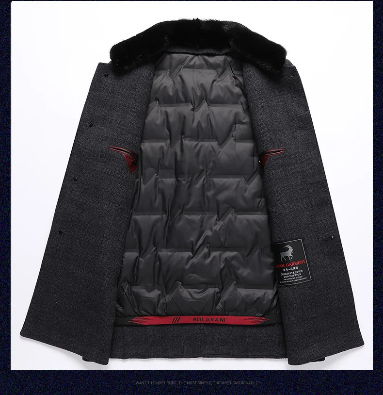 High quality lined detachable wool windbreaker for men in winter ultra-thin suitable for wool jackets mens thick wool warm jacket 240829