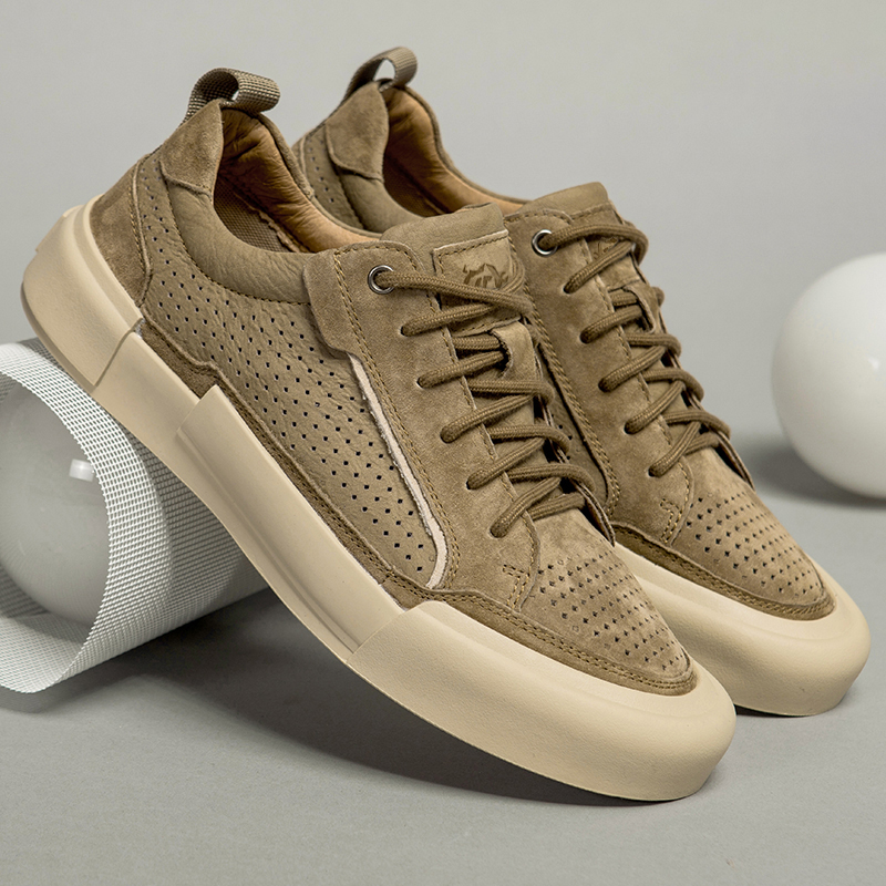 Suede Skateboard Men: Sneakers, Leather Soled Lace-Up Comfy Hot Tooling Walking Shoes, Mens Retro Platform Shoes For Casual Travel Men: Sneakers, ,