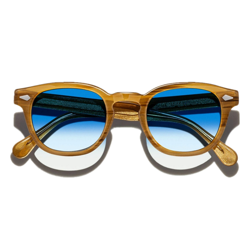 New Qualtiy Accustomized Depp Vintage tinted Sunglasses UV400 Round Imported blonde pure-plank L M S for prescription Goggles full-set desig soft case