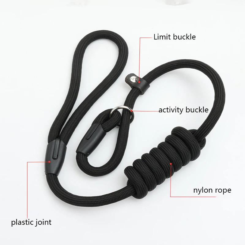Nylon Dog Traction Rope Pull-resistant Pet Traction Rope P Chain Collar Adjustable for Large, Medium Small Dog Training Supplies