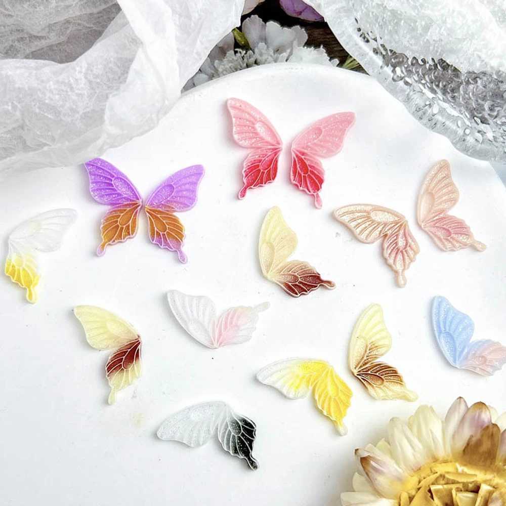 50 pieces/bag glowing butterfly nails artistic charm random mixed flash half butterfly wing nail decoration accessories W240829