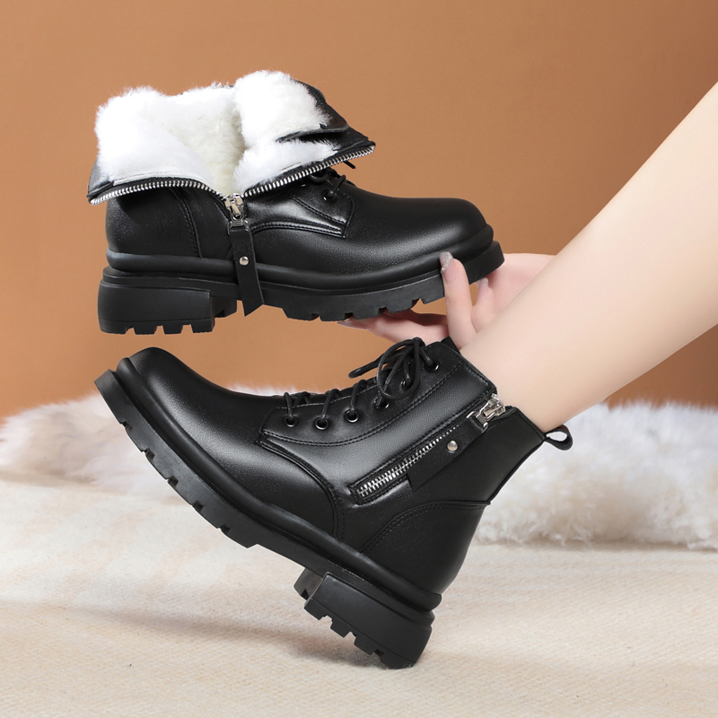 AIYUQI Women Winter Boots 2024 New Genuine Leather Women Snow Boots Wool Warm Non Slip Large Size Women Ankle Boots