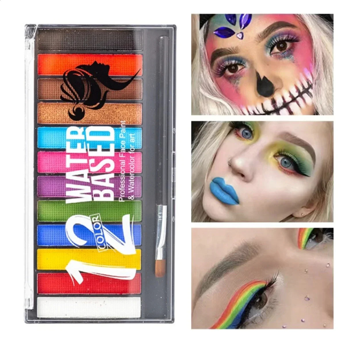 body painting childrens flash tattoos Halloween party makeup dresses beauty painting color palette 240829