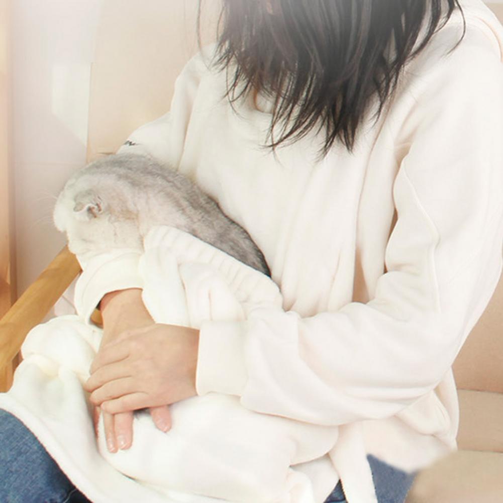 Pet Apron Carrier Cat Carrier Apron Super Soft Adjustable Double Pocket Reinforced Edges Neat Stitches Keep Warm Flannel Hands-f