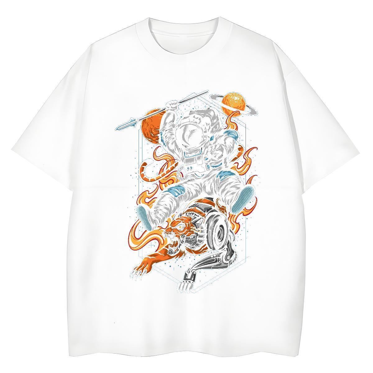 Loose Woman Tshirt 100% Cotton 230g universe Spring Summer Women T Shirts Short sleeve Soft DIY Anime Printed Tees Shirts