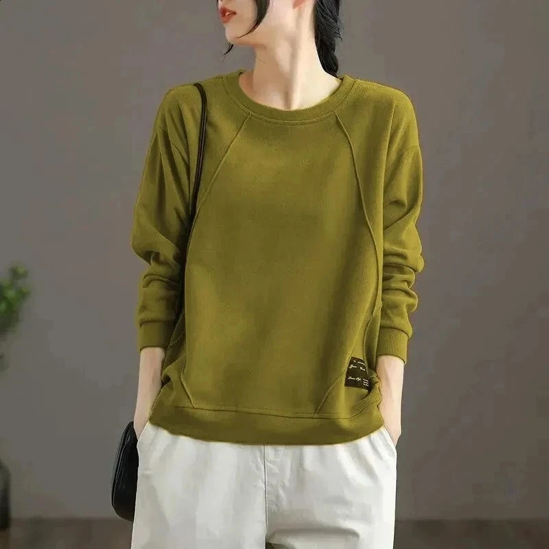 Orange solid casual long sleeved Oneck zipper womens hoodie Korean fashion autumn winter 240827
