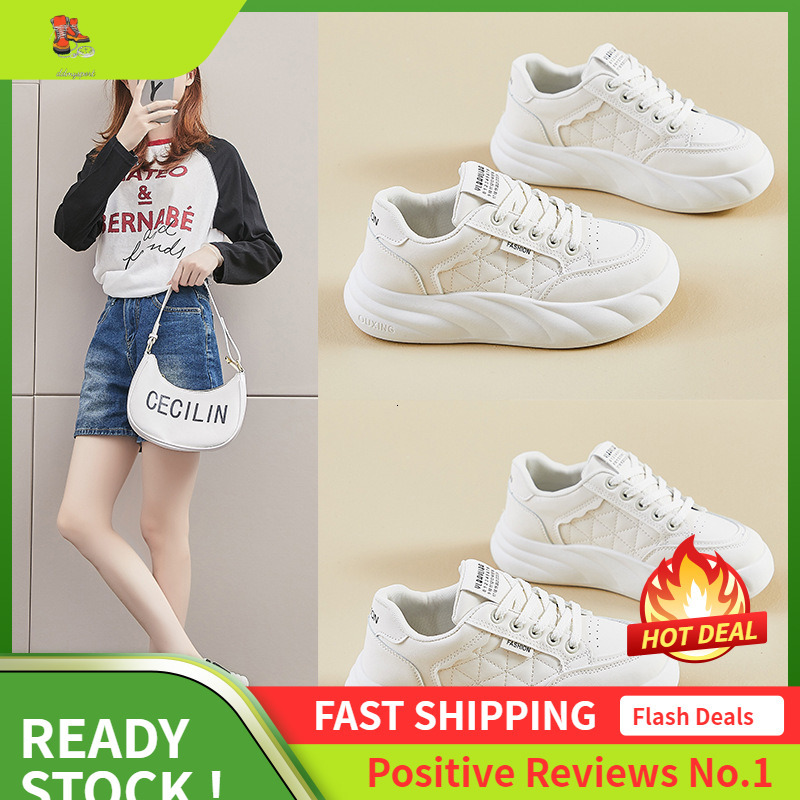 Ddmysports Autumn White New Korean Edition Ins Female Students Thick Soled Eight Increasing Sports Board Casual Shoes KT OUTDOOR
