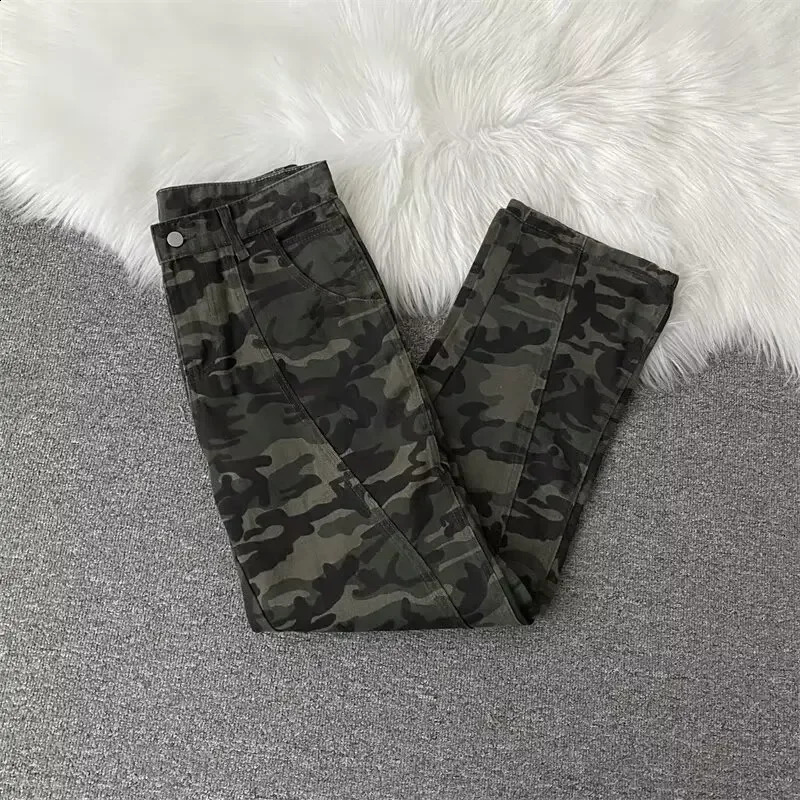 SummerAutumn Camouflage Work Jeans Womens Loose Straight Leg Wide Casual Pants American Style Fashion 240830