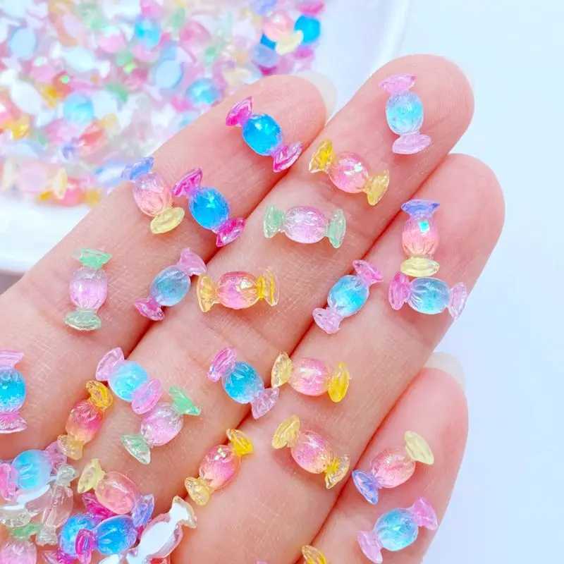 50 pieces of cute 3D resin nails mini colored candy nail accessories Kawaii DIY nail art decoration W240829